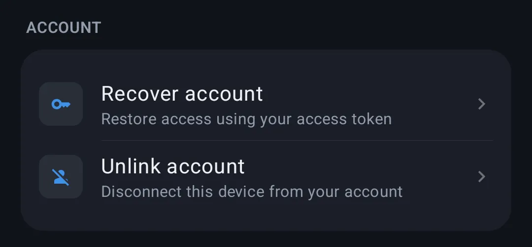 Account section