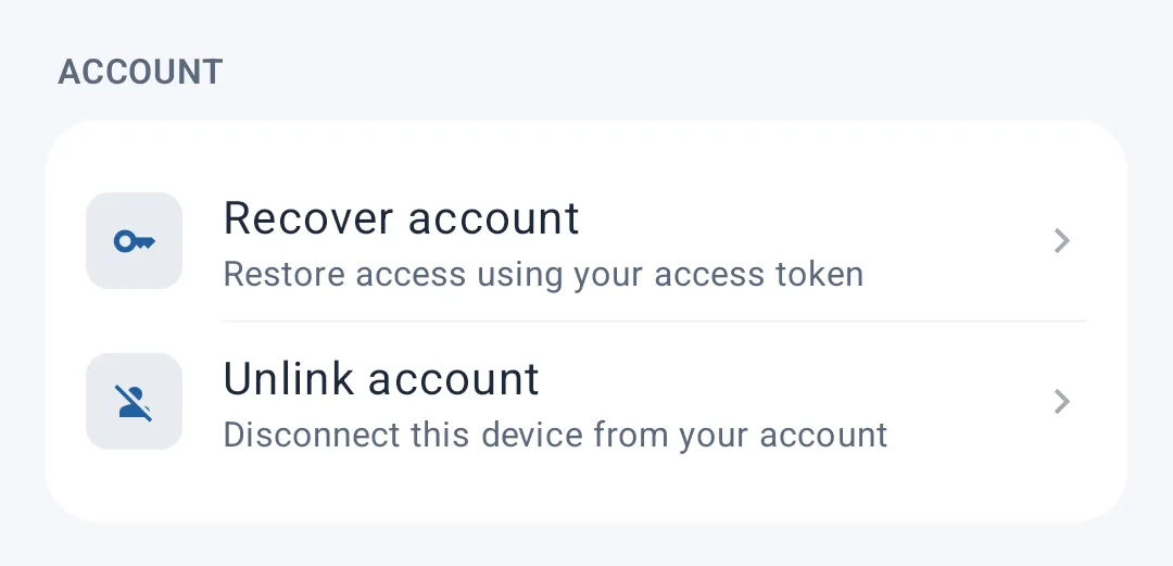 Account section