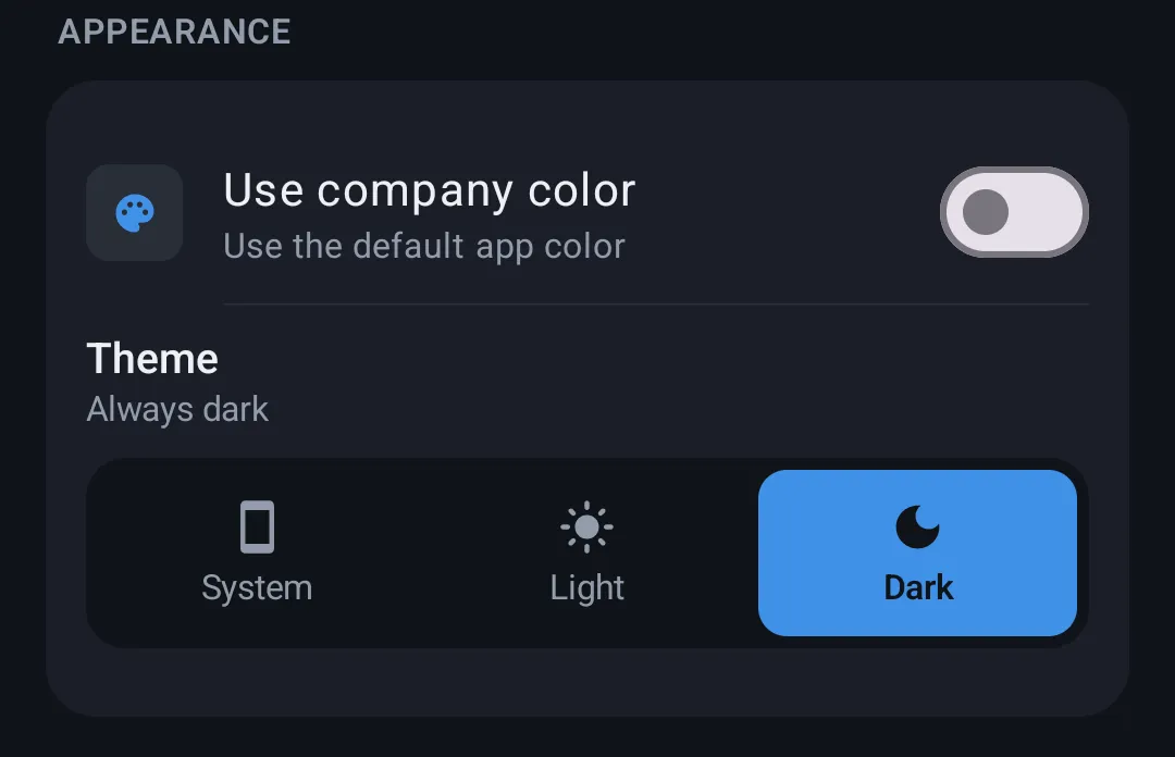 Appearance section