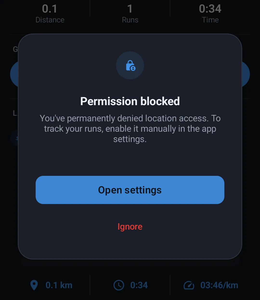 Location permission alert