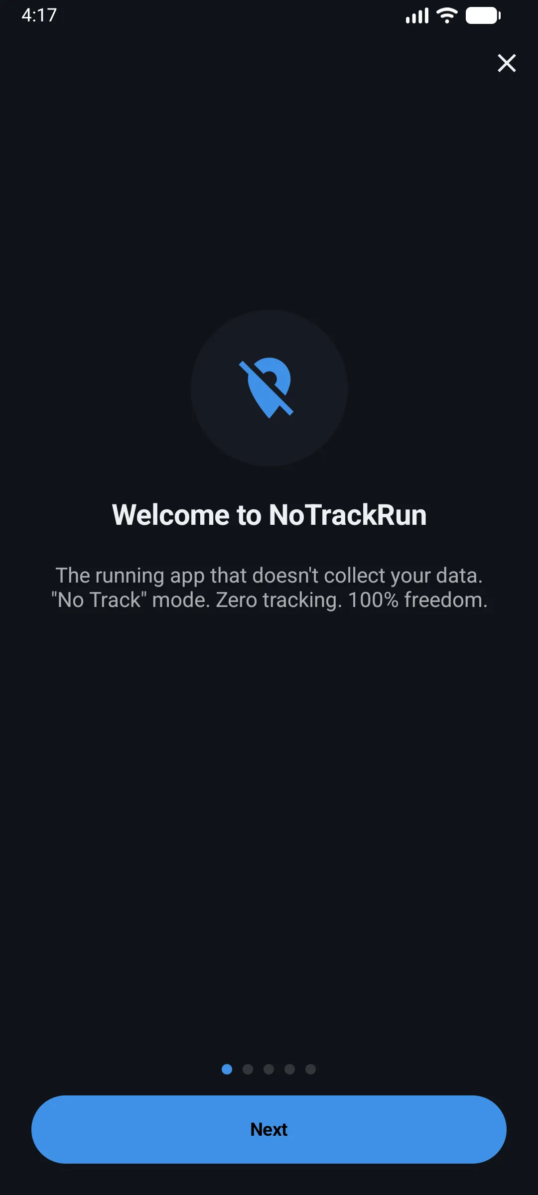 Welcome tutorial screen