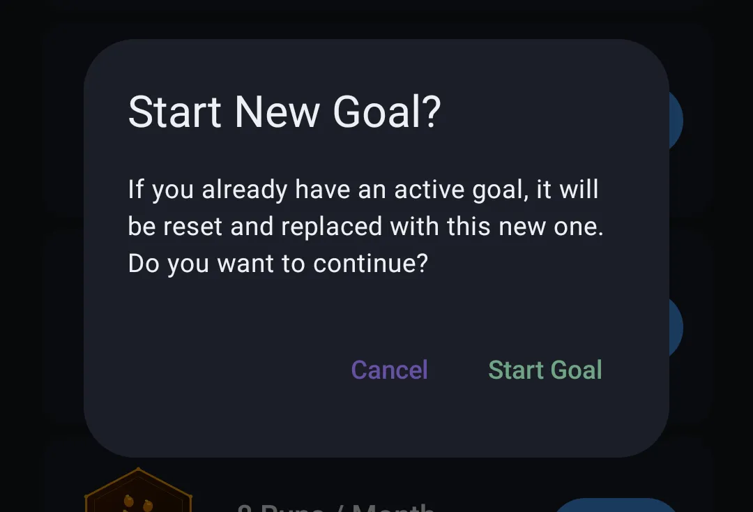 Replacement confirmation popup