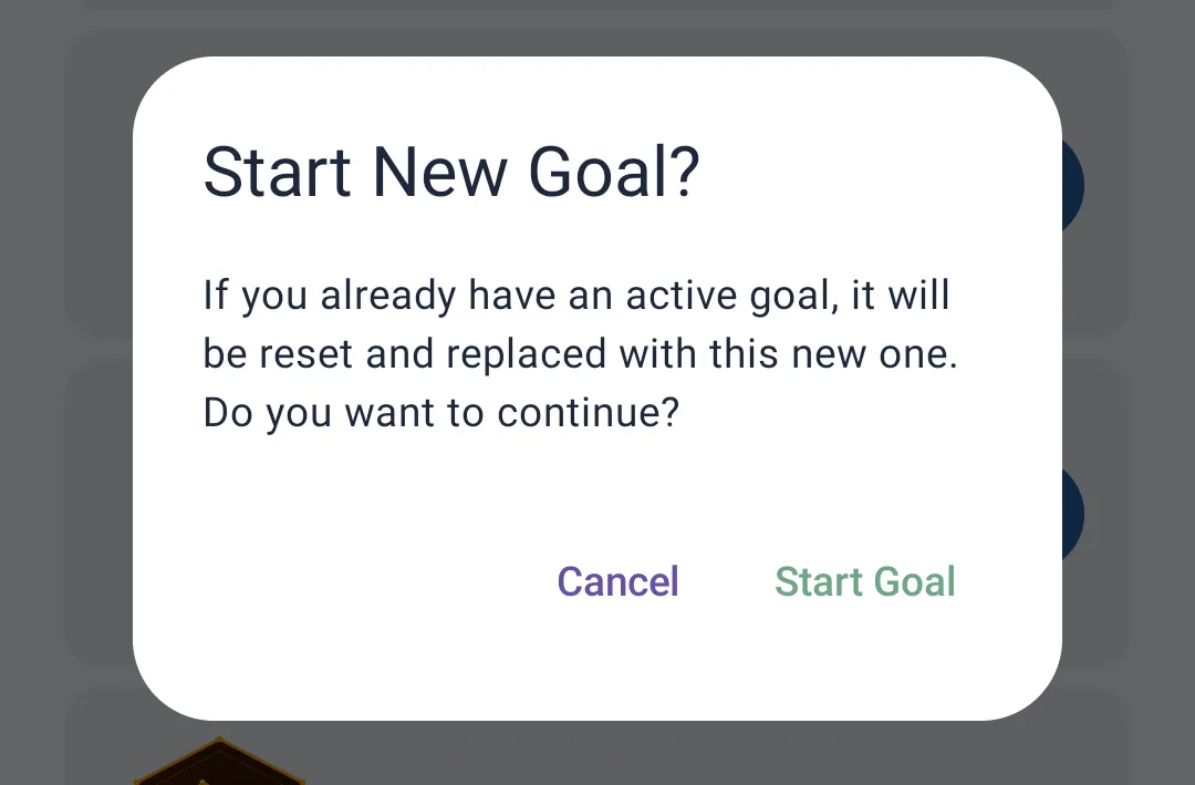 Replacement confirmation popup
