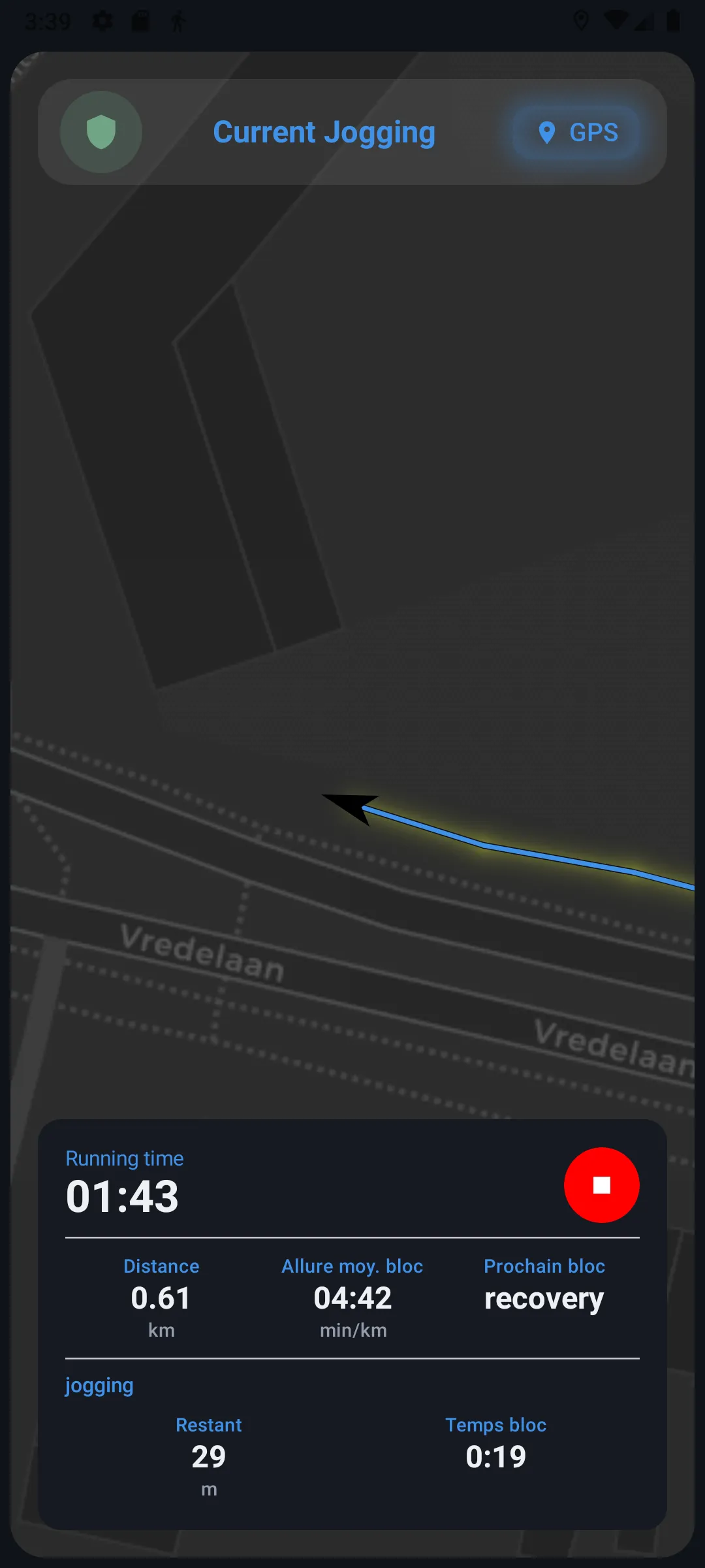 Running block screen