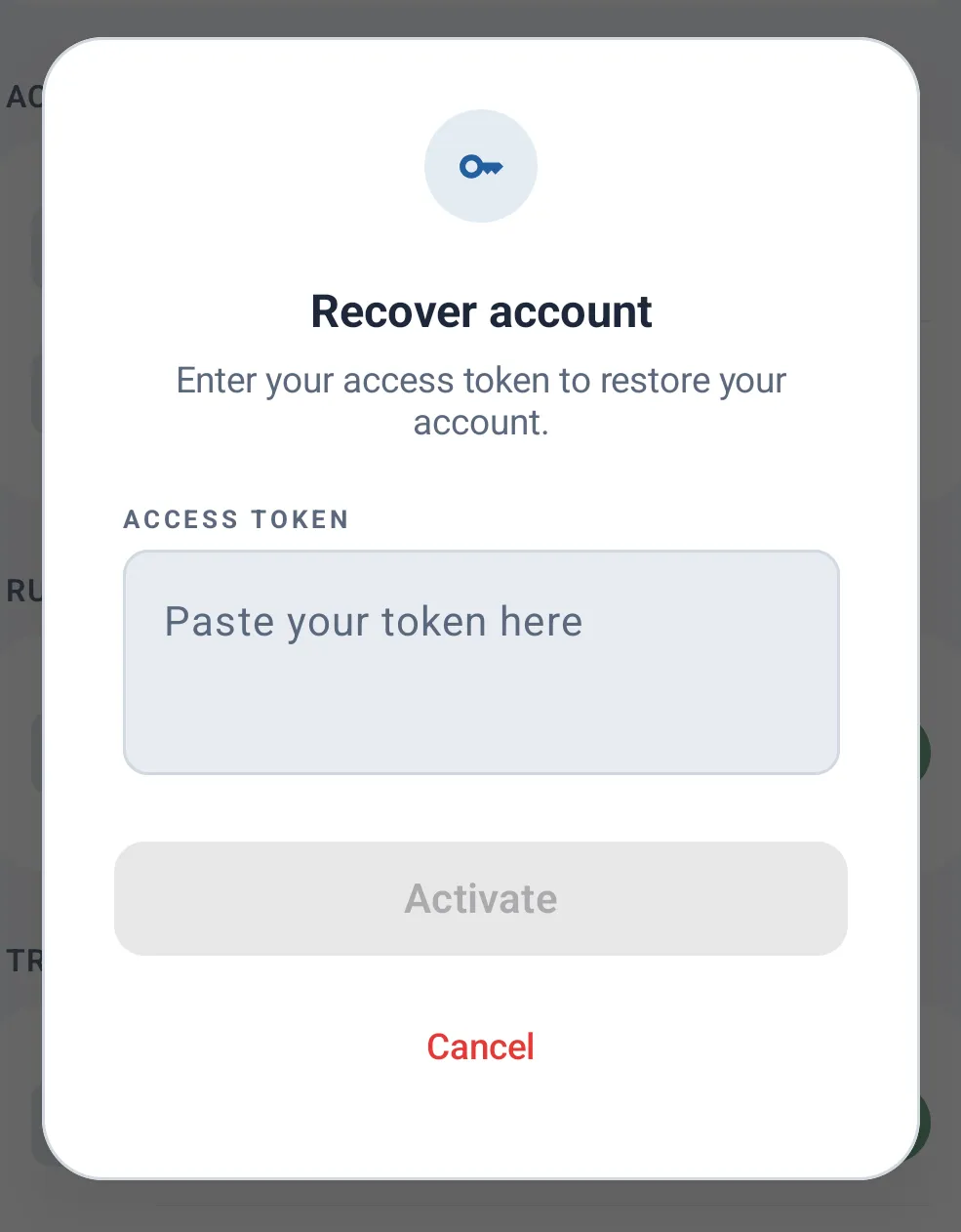 Token entry window